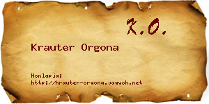 Krauter Orgona névjegykártya